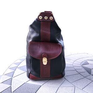 Valentina Italian Distressed Pebbled Leather Convertible Bucket Sling Bag